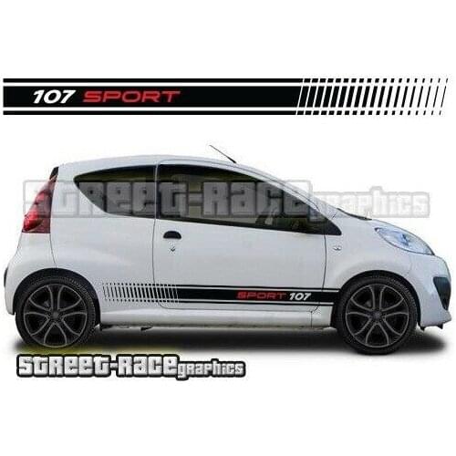 For x2 Peugeot 107 003A side racing stripes graphics stickers decals vinyl sport