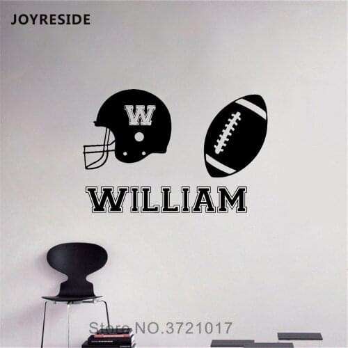 JOYRESIDE Custom Name Wall American Football Personalised Decals Vinyl Sticker Home Bedroom Living Room Interior Art Mural A1496