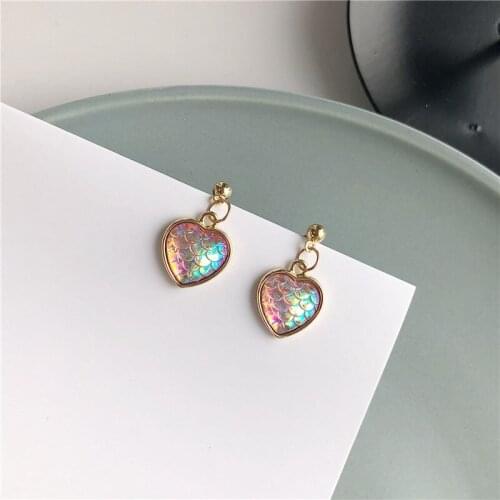 New brand design shiny pink love earrings generous minimalist versatile Korean earrings aretes de mujer modernos 2018