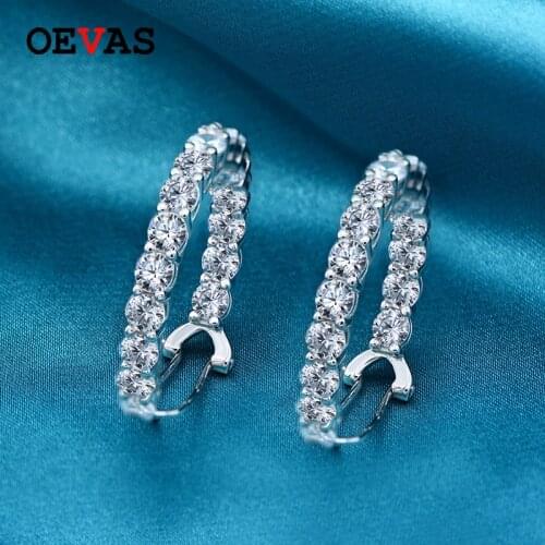 OEVAS 100% 925 Sterling Silver Jewelry Earrings for Women 4mm Created Moissanite Diamond Clip Earrings Wholesale Fine Jewelry
