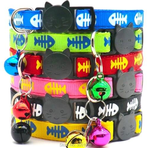 Wholesale 100pcs Dog Tags Pet Collar Polyester Puppy High Quality Cute Pets With Bells Cat Adjustable Dog Collars Necklace