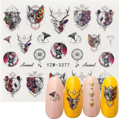 Nail Water Decals Animals Geometric Patterns Mixed Pattern Transfer Sticker Nail Art Decoration DIY Design Tool Accessories