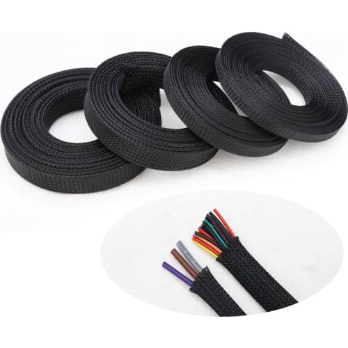 Length 1/5/50/100/200/300M PET Cable Insulated Braided Sleeving Data line protection Wire Cable Flame-retardant nylon tube