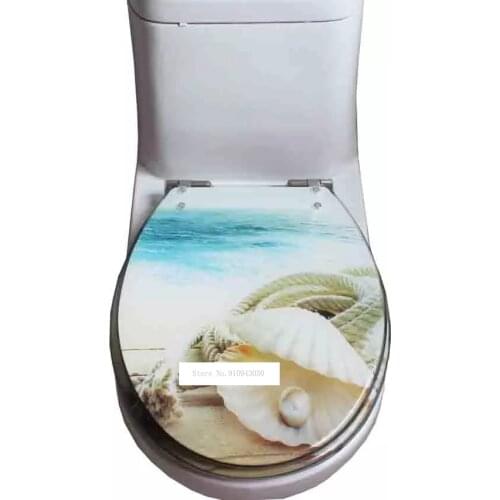 Resin Toilet Cover U/V/O Universal Sit Cover Stainless Steel Slow Down Mute Thickened Sea Wind Shell Pearl Chart Toilet Cover