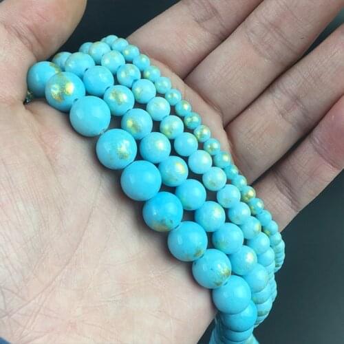 Natural Stone Blue Lapis Lazuli Jades Round Spacer Beads For DIY Jewelry Making Bracelets Accessories 15''Inches 4 6 8 10mm