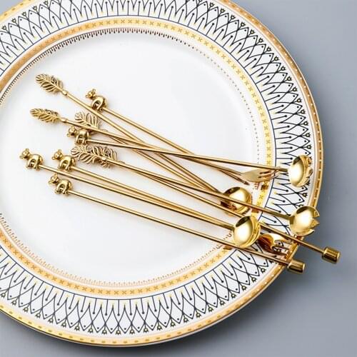 Luxury 304 Stainless Steel Mini Spoon Set Ice Cream Fruit Dessert Spoon Tea Spoon Golden Coffee Teaspoons Tableware Cutlery