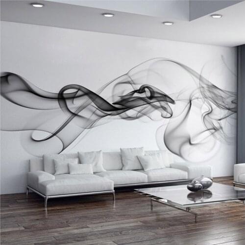 Modern 3D Wall Mural Wall Cloth Black White Smoke Fog Art Design Wallpaper For Walls Living Room Gallery Backdrop Wall Coverings