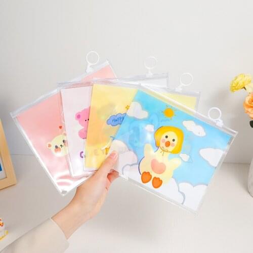 Summer PVC travel storage bag ins cute bear girl cosmetic mask storage bag student pencil bag