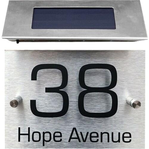 LED Doorplate Lamp 4 LED Solar Wall Light House Number Light Digital Address Indication with Backlight for House Apartment Hotel
