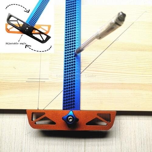 300/400mm Adjustable angle Woodworking T Ruler Hole Positioning Crossed Marking Gauge Aluminum Alloy Scriber Measuring Tool