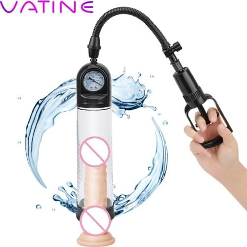 VATINE Penis Pump Penis Extender Enlargement Vacuum Pump With Pressure gauge Male Masturbation Erection Sex Toys For Men