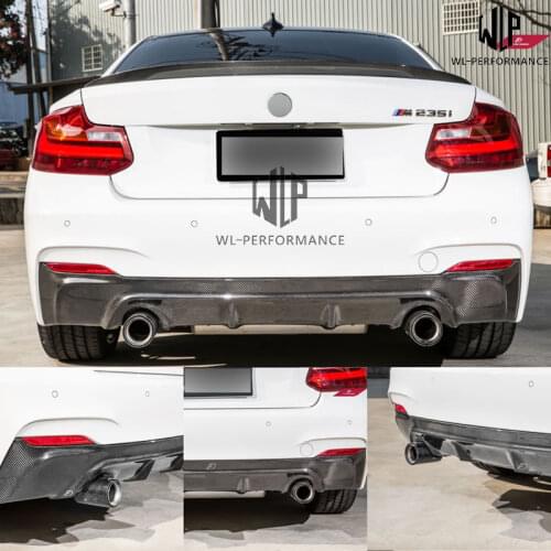 High Quality Carbon Fiber Rear Lip Bumper Splitter Diffuser Double Out Car Styling for BMW 2 Series F22 MT 3D Style 14-UP
