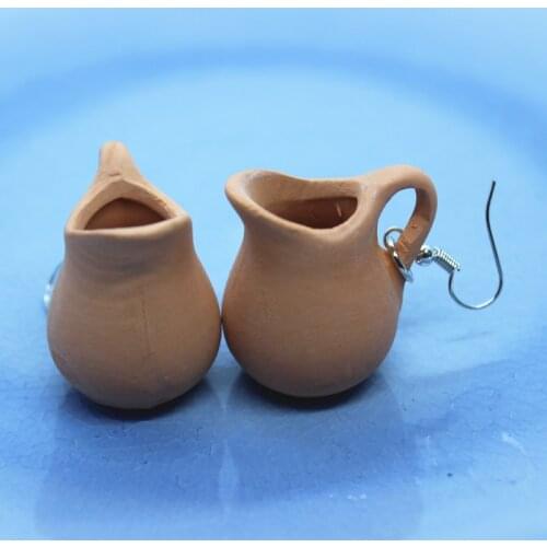 Funny Can Store Mini Ceramic Pot Earrings Womens Fashion Creative Hand-made DIY Jewelry Gift Party Personality Accessories