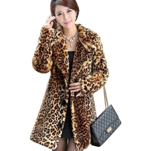 2020 New Winter Women Faux Fur Coat Thick Warm Leopard Mink Fur Coats Jackets High end Luxury Fur Parka Femme Trench coats