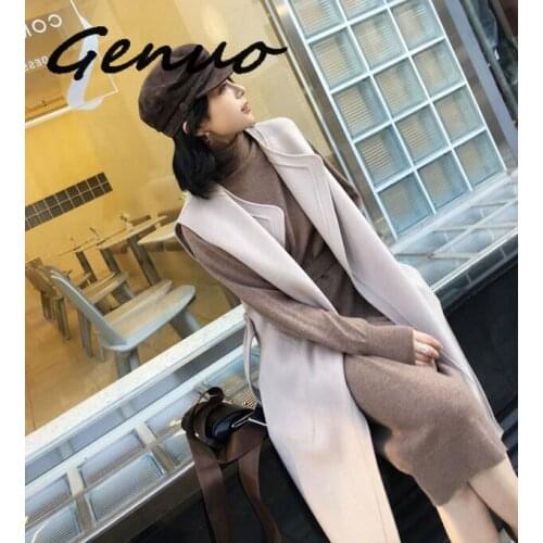 Women Sweater Dress Turtleneck Full Sleeve Sashes Women Knitted Vestidos Mid-length Loose Female Knit Dress 2019 Autumn Winter