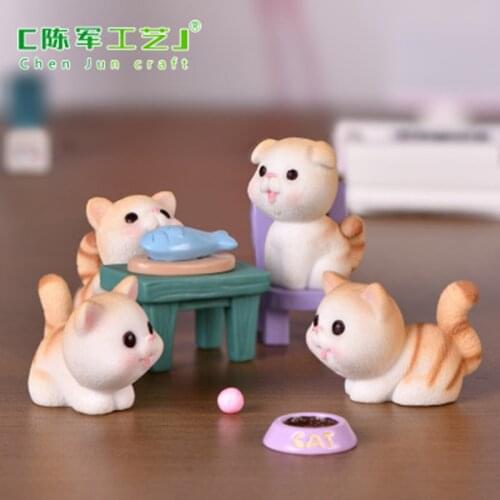 ZOCDOU 1 Piece Naughty Kitten Pet Succulent Ornament Small Statue Figurine Crafts Miniatures DIY