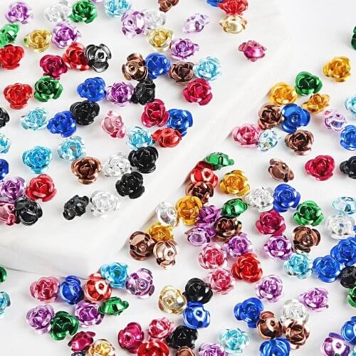 100pcs/lot Aluminium 3D Rose Flower DIY Craft Making Wedding Party Dress Decoration Rhinestones Decorations Nails Art Tools
