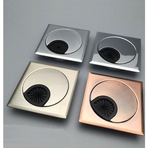 2pcs / lot square 60mm Zinc alloy PC desktop computer table outlet Cable grid desk outlet