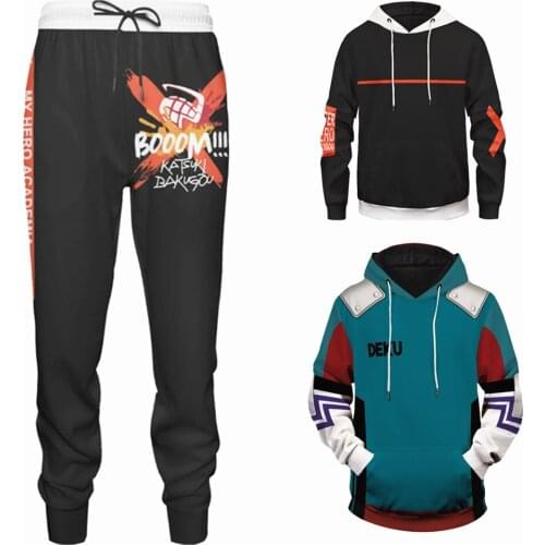 2021 Anime Sweatshirt hoodies My Hero Academia Cosplay Anime character Katsuki Cosplay Costume Streetwear Hooded Top Pants