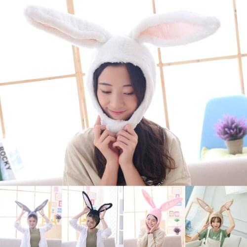 2021 Bunny Ears Hat Bunny Hood Hat with Earflaps Halloween Party Cosplay Women Girls Long Cap Plush Rabbit Ears Hat Christmas