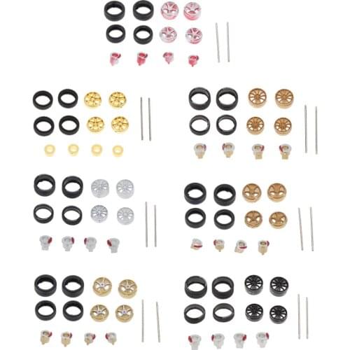 4pcs 1/64 Metal Wheels Rims Hub Rubber Tires Refit Wheels For Car Models Toys
