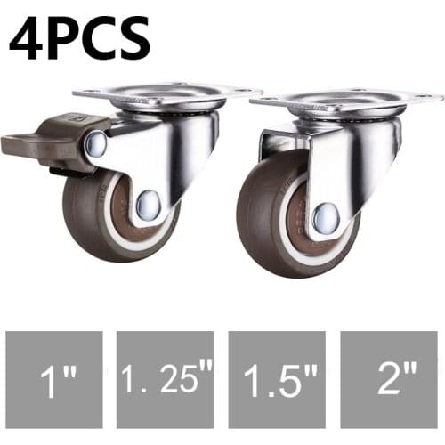 4PCS 360 Degree Swivel Caster Wheels, Heavy Duty Rubber Caster No Noise Wheels For Furniture Carts Industrial Equipment