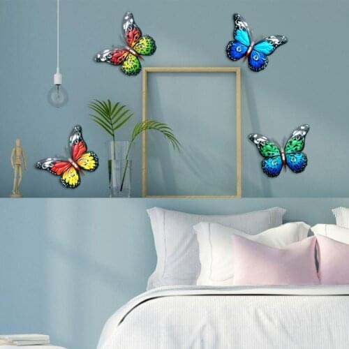 4PCS/set Exquisite Wrought Iron Butterfly Wall Hanging Pastoral Garden Deco Living Room Corridor Terrace Childrens Room Decor
