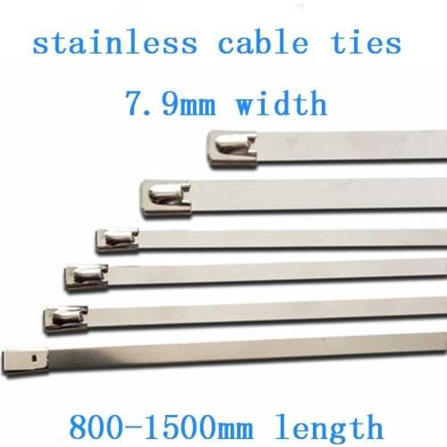 5pcs 7.9mm stainless steel metal cable ties ball lock self-lock tie zip wrap exhaust heat straps induction pipe