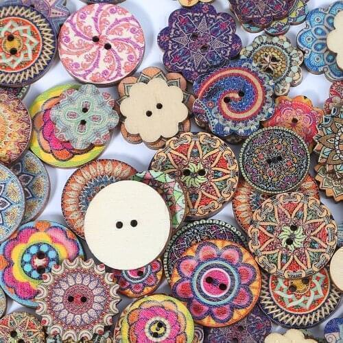 50pcs 15/20/25mm Natural Wooden Buttons Round Spiral Sewing Buttons 2 Holes Scrapbooking For Child Handmade Sewing Accessories