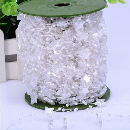 60 Meters/Roll 14mm Star 3mm Pearls Line Chain Wedding Party Flowers Decorations Bride Garland Bouquet Crafts Festival Ornaments