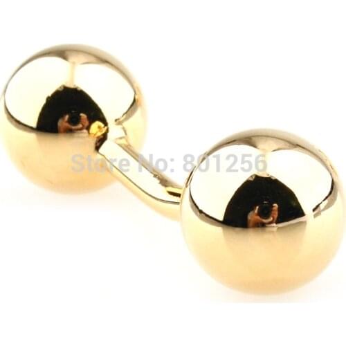 Free shipping Fashion Cufflinks gold plating two balls round design copper material men cufflinks wholesale&retail