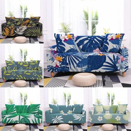 Stretch Sofa Cover for Living Room Elastic Funda Sillon Tropical Leaves Flower Armchair 1/2/3/4 Seaters Couch Cover Custom