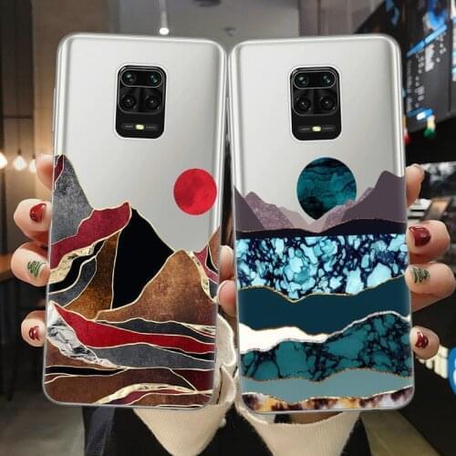 Phone Case For Xiaomi Mi 10T Note 10 Lite Poco X3 NFC Redmi Note 9S 7 8 9 10 Pro 8T 9C Cover Mountain Waves landscape Shell Case