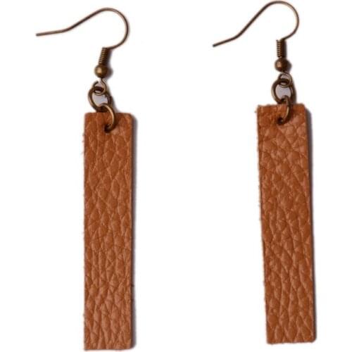 Rainbery New Long Genuine Leather Earrings Antique Looking Various MultiColors Pendants Leather Bohemia Dangle Drop Earrings