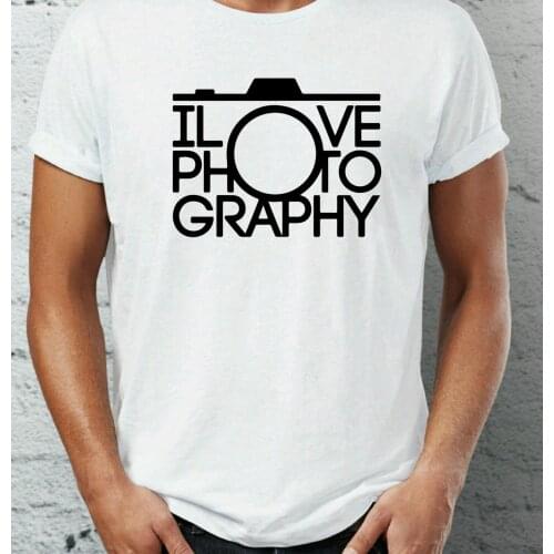 I Love Photography T-Shirt Camera Hipster Streetwear Fashion Men Clothes Top Cotton Short Sleeve Tshirt Men
