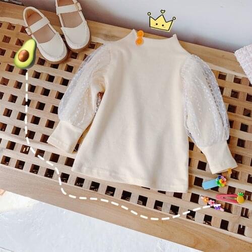 Cotton Girls T-Shirt Lace Long-sleeve Baby Kids Bottoming Shirt for Children Clothes 2021 New Spring Autumn Girl Tops