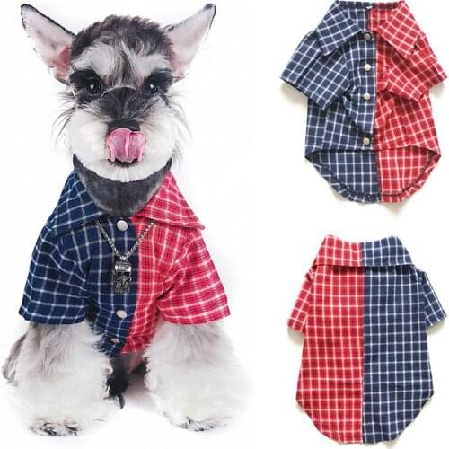 Cotton Chihuahua Summer Plaid Shirt Pet Dog Clothes for Small Dogs Clothing French Bulldog Breathable Cool Jacket Pug Costume