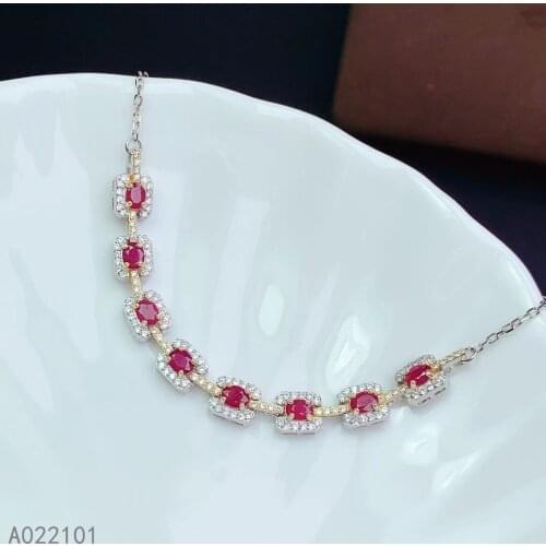 KJJEAXCMY fine jewelry S925 sterling silver inlaid natural ruby new Girls elegant hand Bracelet Support test Chinese style