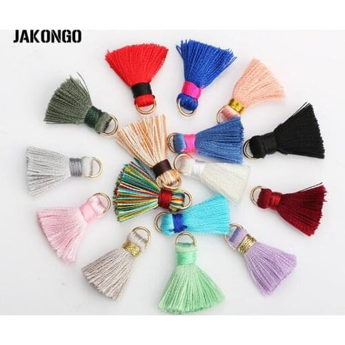 JAKONGO Colorful Silk Satin Tassel Charms with Jump Ring Pendant for Making Jewelry DIY Jewelry Accessories About 22mm