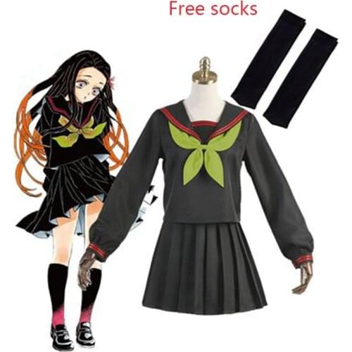 Anime Demon Slayer Kimetsu No Yaiba Cosplay Nezuko Kamado Makomo Halloween Cosplay Costume JK School Uniforms Sailor Suit