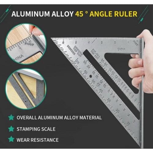 7inch Triangle Ruler Aluminum Alloy Ruler Square Ruler Woodworking Measurement Tool Carpenter Square Speed Layout Tool