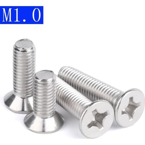 M1 - 0.25 304 Stainless Steel Phillips FLAT HEAD Machine Screw DIN 965 Bolts ISO 7046