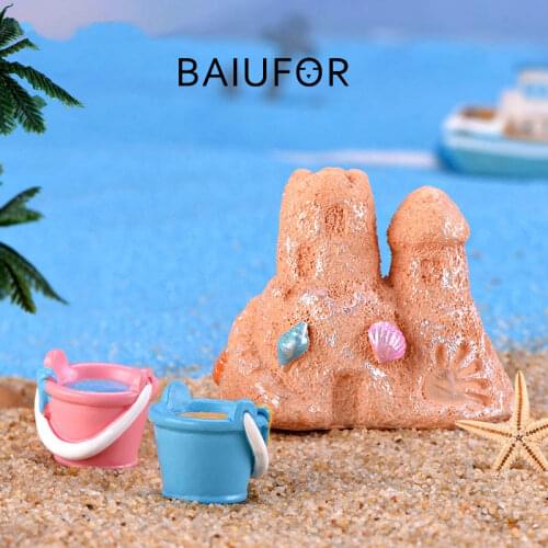 BAIUFOR Miniature, Coconut Tree Colored starfish Sand Sculpture Castle, Seaside Landscape Decor, Terrarium Accessories Figurines