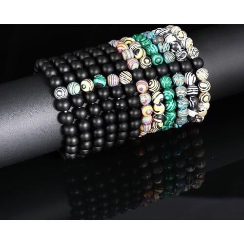 2021 Trendy Mens Beads Bracelet Bangle Chakra 8mm Natural Stone Agates Yoga Healing Beaded Charm Bracelets for Women Jewelry