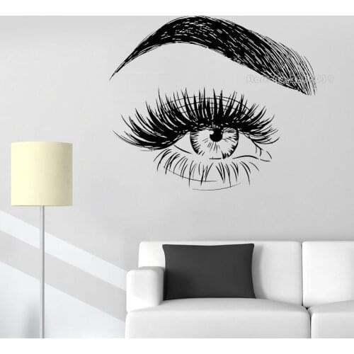 Eyelashes Extension Wall Art Stickers Eyes Fashion Lash Brows Eyelashes Wall Vinly Decal Eyebrows Store Beauty Salon Decor LL194