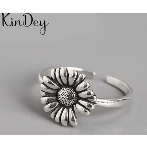 New Trendy Personality Punk Sunflower Rings For Women Lady Resizable Size Rings Party Jewelry Charm Gifts 2021