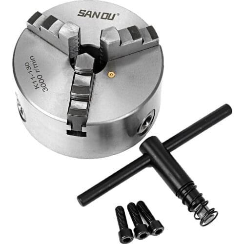 SANOU Lathe Chuck K11-130 Three Jaw Self-Centering Chuck 130mm Scroll Chuck Manual Chuck With Harden Steel For Mini Lathe