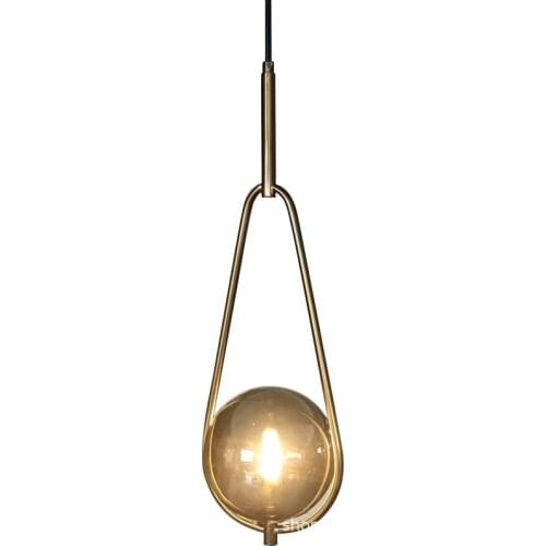 Nordic Modern Droplet Designer Pendant Lights Copper Glass Ball Restaurant Bedroom Bedside Living Room Hanging Lamps Fixtures