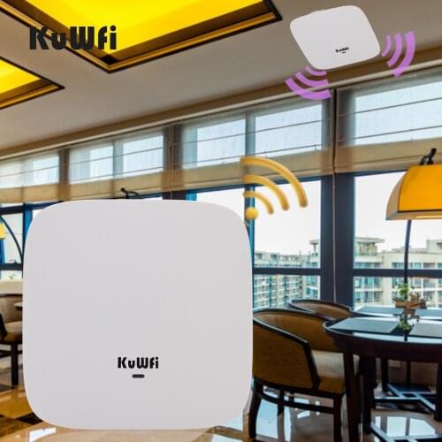 KuWFi Ceiling Mount Wireless Access Point, Dual Band Wireless Wi-Fi AP Router with 48V POE Long Range Wall Mount Ceiling Router