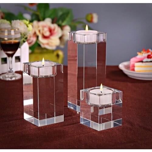 Festival Quartz Crystal Cube Tealight Candle Stand Holder Clear Rare Fengshui Sphere Holders Wedding candelabra centerpieces